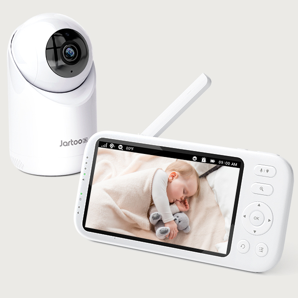 Jartoo Cry-Sensor 2K Video Baby Monitor with Camera and Audio 5.5" Full HD Screen, 2000ft Long Range, Two Way Talk, 6000mAh